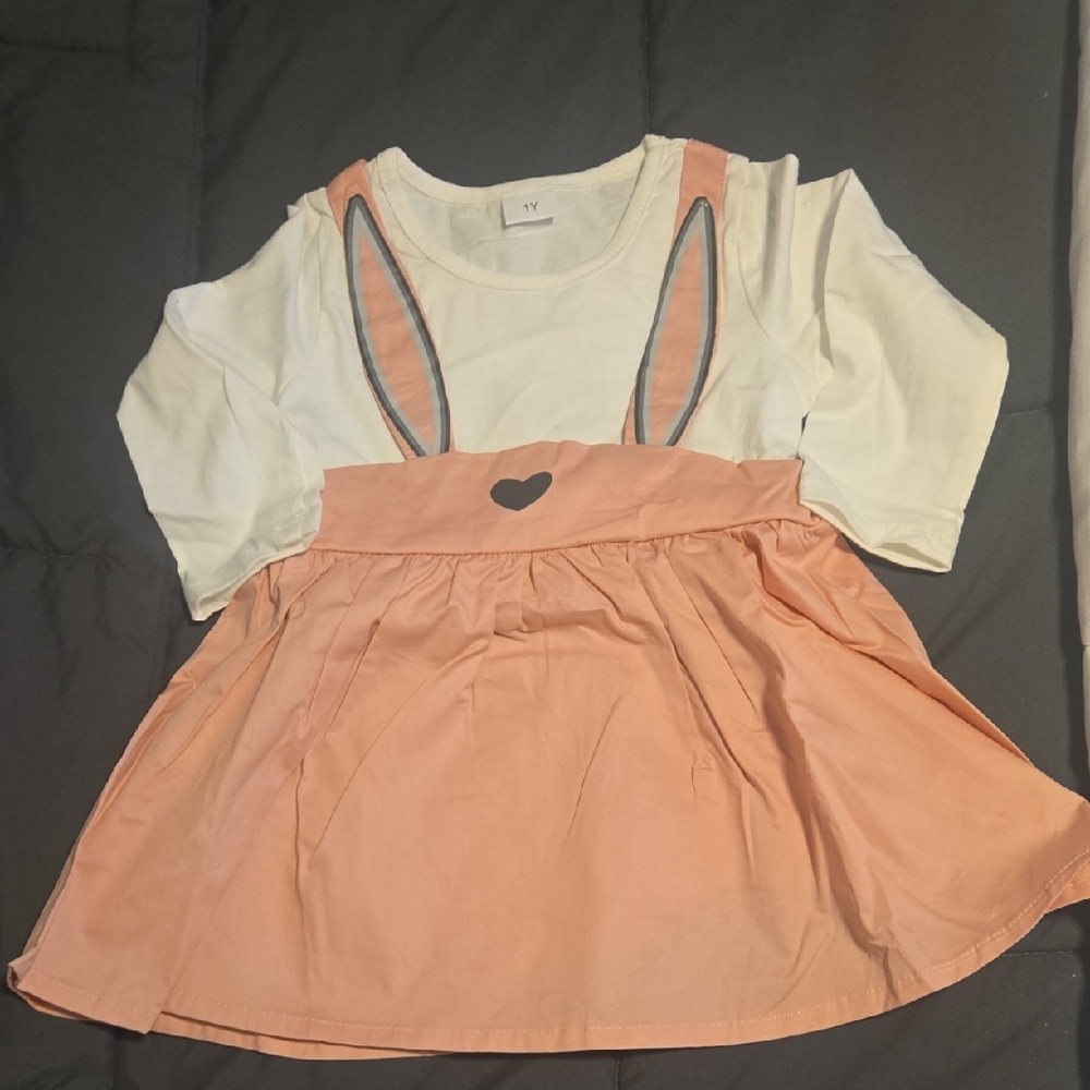 Pink Bunny Baby Girl Coverall Dress